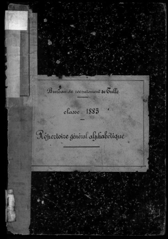 Classe 1883 : table alphabétique.