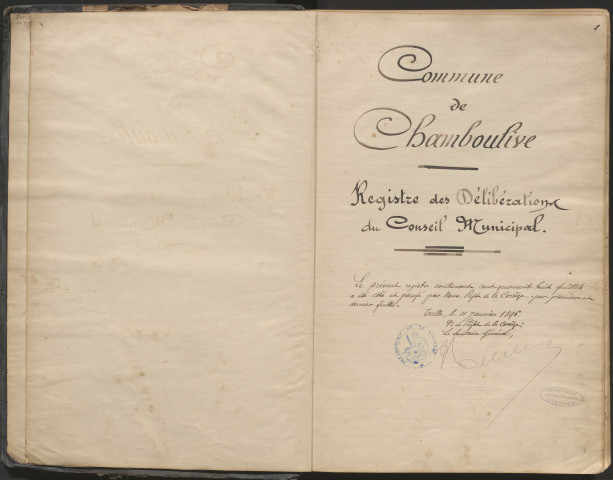 Délibérations du conseil municipal. 12 janvier 1896-27 mars 1904
