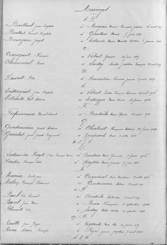 Tables décennales des naissances (1923-1932)