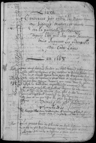Baptêmes, mariages, sépultures (1668-1742)