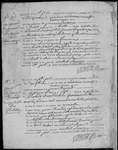 Naissances, mariages, décès (1800-1802)