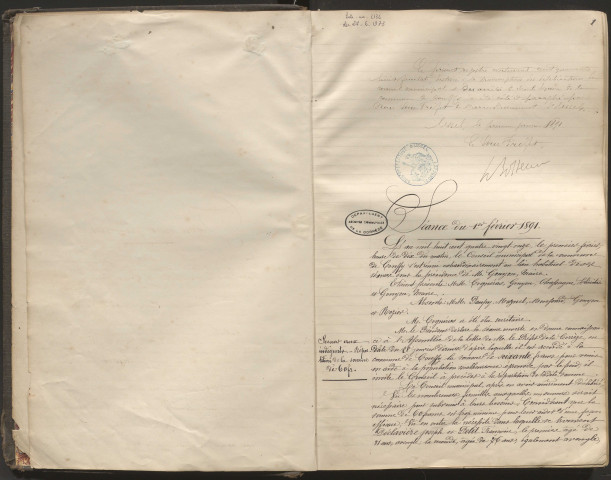Délibérations du conseil municipal. 1er février 1891-03 octobre 1913