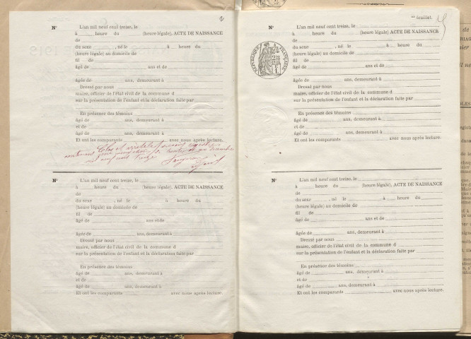 Naissances, mariages, décès (1913-1922).