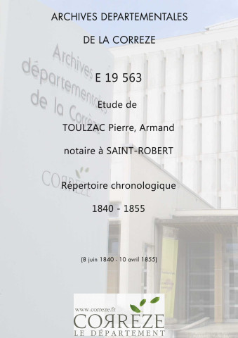 Répertoire chronologique : 8 juin 1840-10 avril 1855