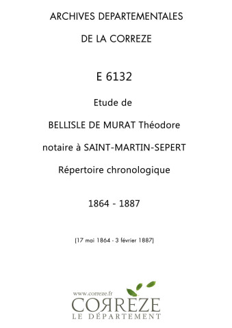 Répertoire chronologique : 17 mai 1864-3 février 1887