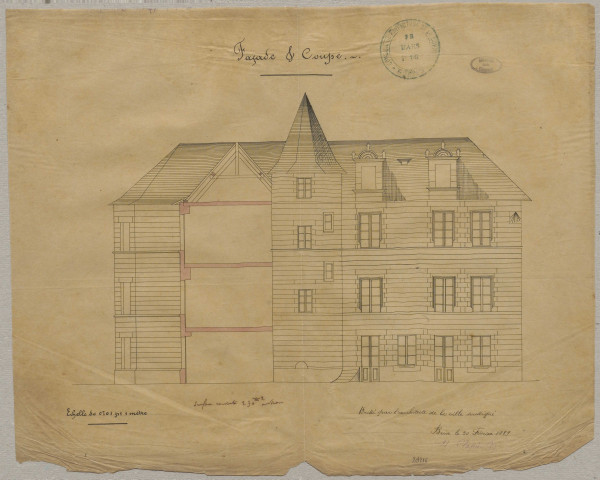 Contentieux entre la ville de Brive et Clapier, architecte de la ville, suite aux travaux de restauration du vieux collège, du collège de jeunes filles et à des travaux divers.