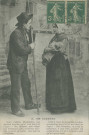 Folklore (scènes de) : "5 - En Corrèze - C'est à vous la Meunière, les douze bambins que j'ai vu au bord de l'eau ? Oui, Monsieur, et voici le treizième, il faut bien prendre ses précautions, il y en a toujours quelqu'un qui se noie.". texte en limousin.