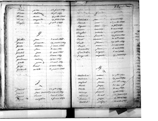Tables décennales des décès (1843-1852)