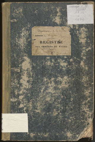 Délibérations du conseil municipal. 23 mai 1838-20 février 1870