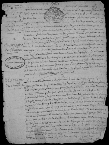 Baptêmes, mariages, sépultures (1763-1772)