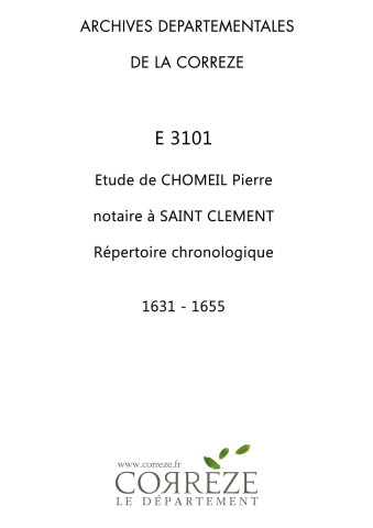 Répertoire chronologique : 1631-1655
