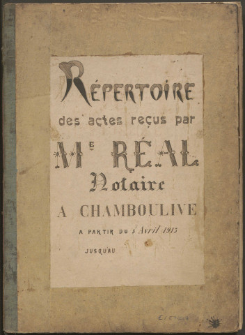 Répertoire chronologique : 8 avril 1913-5 septembre 1932