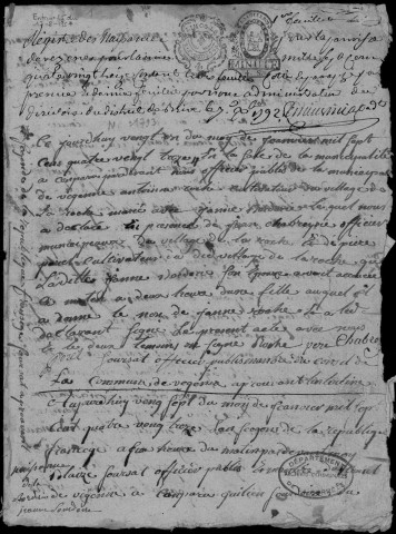Naissances, mariages, décès (1793-1799)