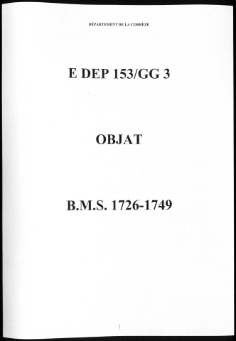 Baptêmes, mariages, sépultures (1726-1749)