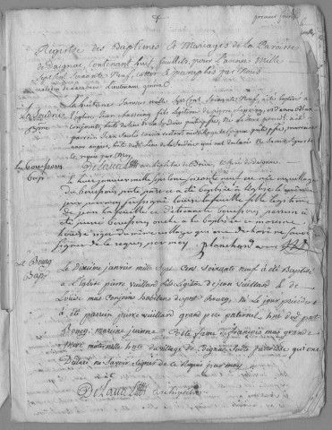 Baptêmes, mariages (1769-1769)