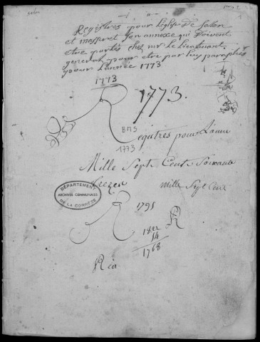 Baptêmes, mariages, sépultures (1773-1782)
