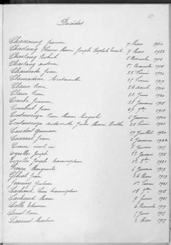 Tables décennales des décès (1913-1922)