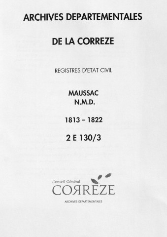 Naissances, mariages, décès (1813-1822)