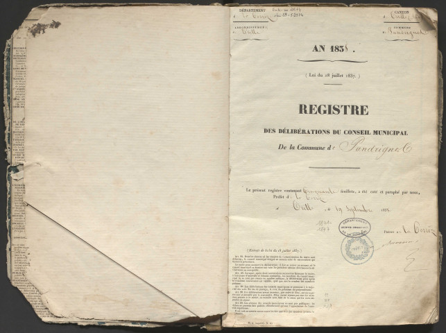 Délibérations du conseil municipal. 15 mai 1841-16 septembre 1877