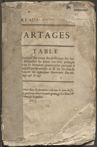 Table des partages