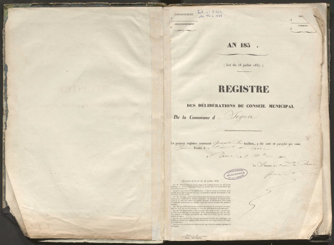 Délibérations du conseil municipal. 20 décembre 1857-14 octobre 1866