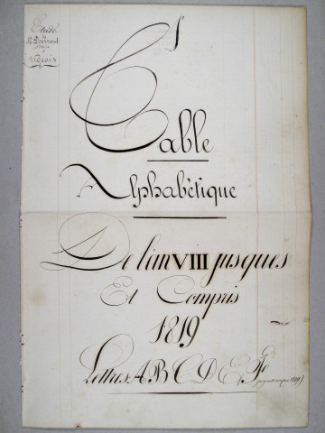 Répertoire alphabétique : A-V