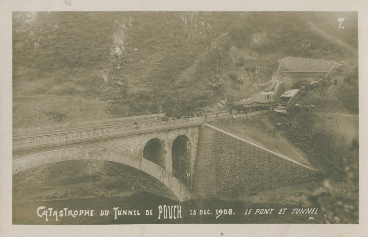 Allassac : "7. Catastrophe du tunnel de Pouch - 15 dec. 1908 - le pont et tunnel".