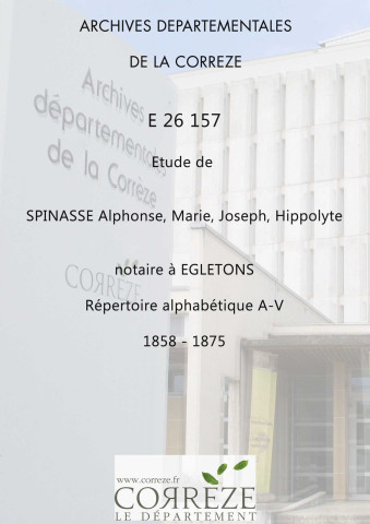 Répertoire alphabétique : A-V