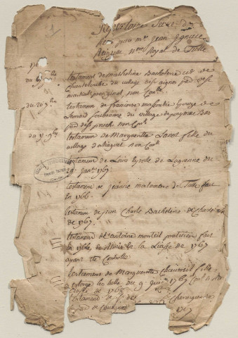 Table des testaments : 1766-1780