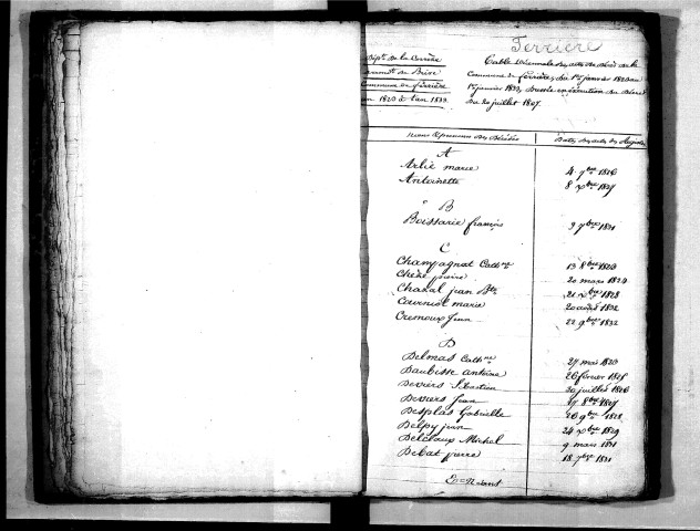 Tables décennales des mariages (1823-1832)