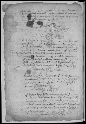 Baptêmes, mariages, sépultures (1655-1713)