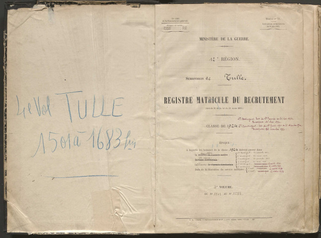Classe 1924 : matricules 1501 à 1684.