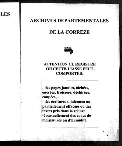 Naissances, mariages, décès (1843-1852)