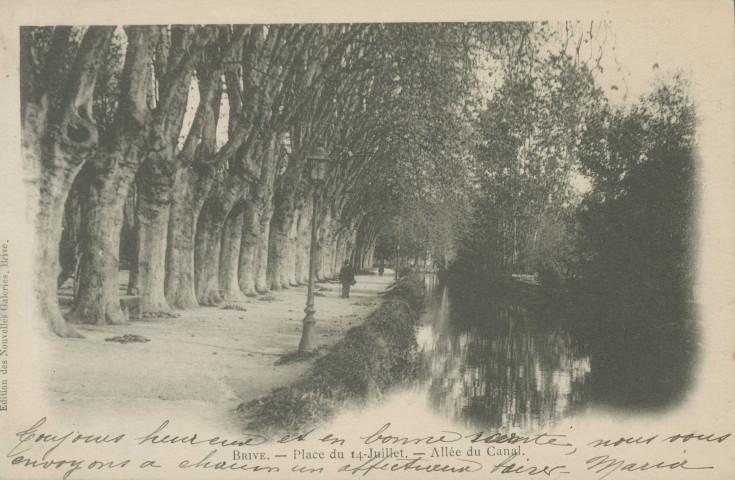 Brive-la-Gaillarde : "Brive. - Place du 14-Juillet. - Allée du canal".
