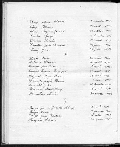 Tables décennales des décès (1933-1942)