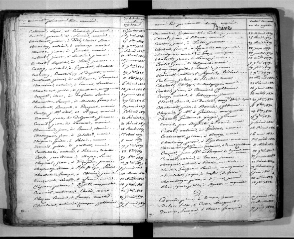 Tables décennales des mariages (1823-1832)