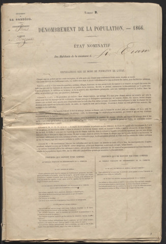 Population : listes nominatives. 1866-1872, 1886-1896