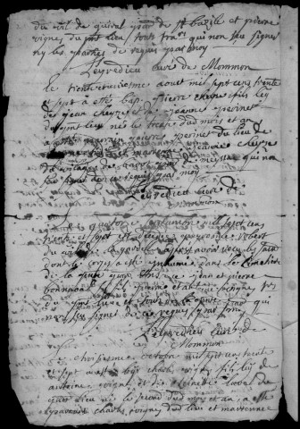 Baptêmes, mariages, sépultures (1737-1792)