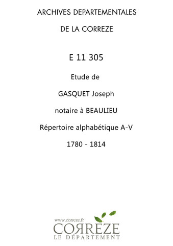 Répertoire alphabétique : A-V.