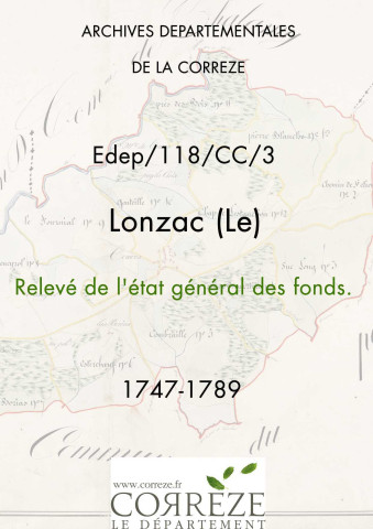 Relevé de l'arpentement général des fonds.