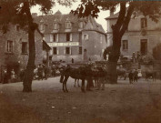 Aubazines : foire aux bestiaux sur la place.
