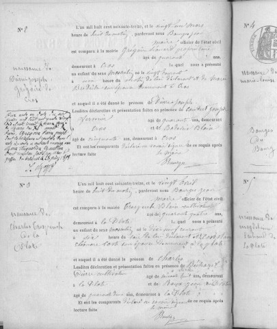 Naissances, mariages, décès (1873-1882)