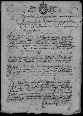 Baptêmes, mariages, sépultures. (1682-1762)