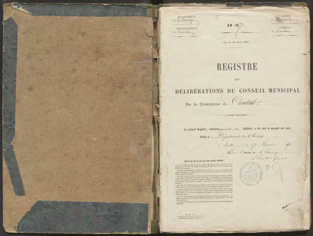 Délibérations du conseil municipal. 23 février 1873-09 novembre 1879