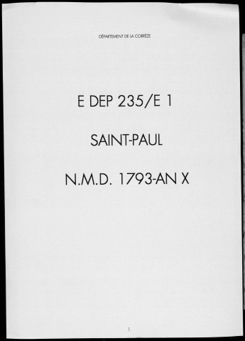 Naissances, mariages, décès (1793-1802)