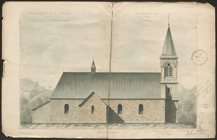 Église et reconstruction du clocher.