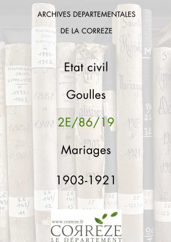Mariages (1903-1921).