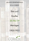 Mariages (1903-1921).
