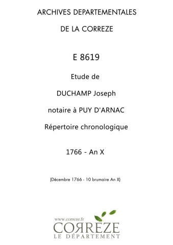 Répertoire chronologique : décembre 1766-brumaire an X