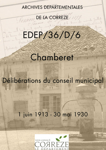 Registre de délibérations. 1er juin 1913-30 mai 1930